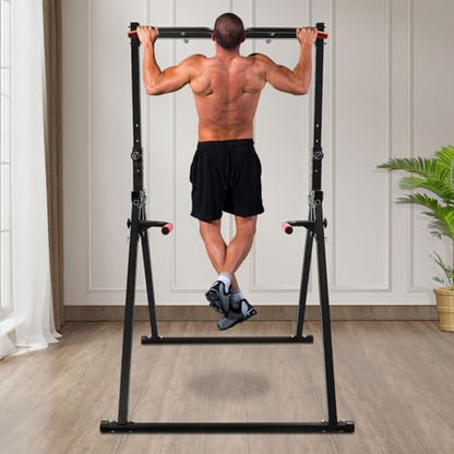 Power Tower Pull Up Dip Station,Durable Height Adjustable Multifunction Workout Pull Up Tower Station, Gym Strength Training Equipment for Home Outdoor,Triangular Legs,Support 440lbs