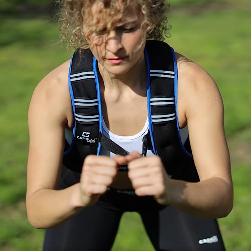 Capelli Sport Running Weighted Vest, Neoprene Adjustable Weighted Vest for Men and Women, Blue/Black, 10 lbs