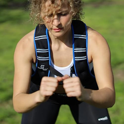 Capelli Sport Running Weighted Vest, Neoprene Adjustable Weighted Vest for Men and Women, Blue/Black, 10 lbs