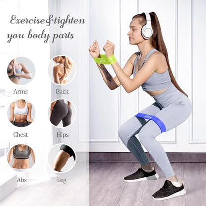 VEICK Resistance Loop Bands Set of 5, Exercise Bands with 5 Resistance Levels, Stackable Workout Bands for Strength Training, Pilates, Fitness Gear for Men Women Home Gym Office Travel - color: Blue