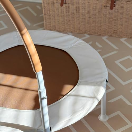 36" Kids and Toddler Mini Trampoline, Aesthetic Indoor and Outdoor Small Baby Trampoline with Removable Handle, Ultra Safe No-Gap Elastic Spring Design - color: Sand