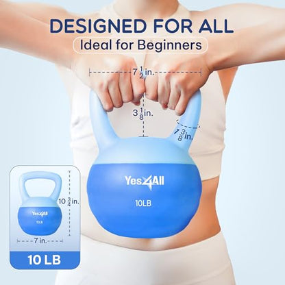 Yes4All Soft Kettlebell, PVC Strength Training Kettlebells for Women, Floor Protection & Quiet, Wide Handle, Aesthetic Soft Weights (5,10,15,20lb) for Home Gym, Fitness Beginners - color: 10lb - Peacock Blue