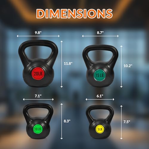 Fitvids Kettlebell Sets Piece Strength Training KettleBells Weight Set - style: 50LB Set of 4: 5/10/15/20LB