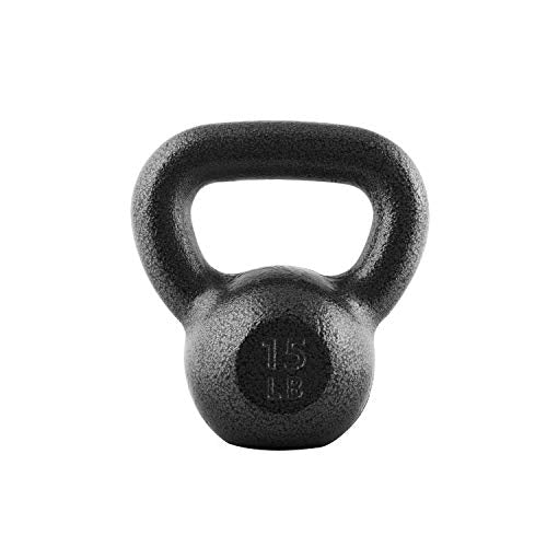 WF Athletic Supply Hammerstone Painted Cast Iron Kettlebells, Home & Gym Equipment, Great for Strength Training, Full Body Workout & Crossfit Training, Color & Size Options Available in 10-80 Pounds - color: b. 15lb - Black