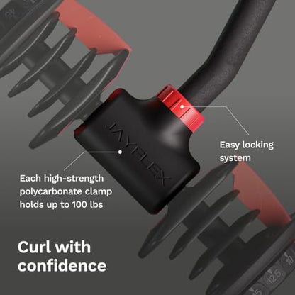 Jayflex Hyperbell Dumbbell Converter - Convert Dumbbells to Barbell Set and Kettlebell for Home Fitness - Adjustable & Up to 200 lb Capacity Weight Barbell for Weight Lifting - color: EZ Curl