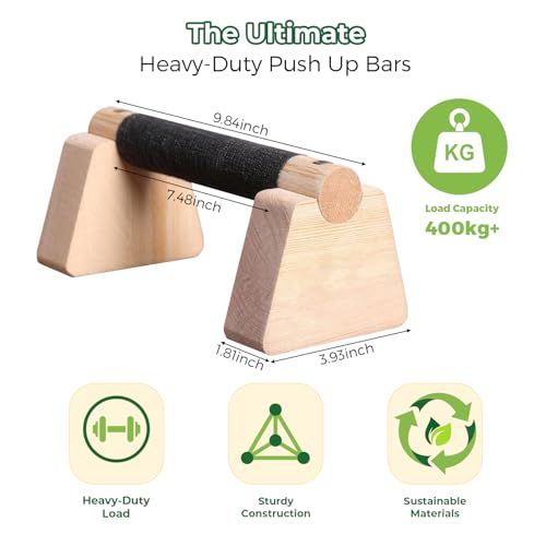 Wooden Parallettes Bars & Push Up Bars – Premium Handstand Training Push Up Handles, Non-Slip Calisthenics Equipment for Men & Women, Perfect Home Gym Fitness Tool for Strength & Balance - size: 25CM