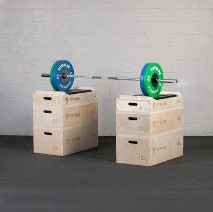 Titan Fitness Wooden Stackable Wood Jerk Blocks with Silencer Pad