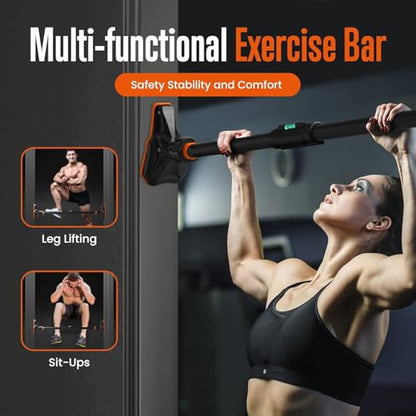 Doorway Pullup Bar & S-Shaped Push Up Bars - Pushup Handles for Floor - Door Frame Adjustable Pull Up Hanging Bar Home Gym Equipment - size: 43 to 62 inches