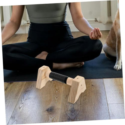 Wooden Push up Bars Parallette Stands Beech Wood Non-slip Base Strength Training Fitness Bars for Home Gym Calisthenics Equipment Men Women 30cm Pair