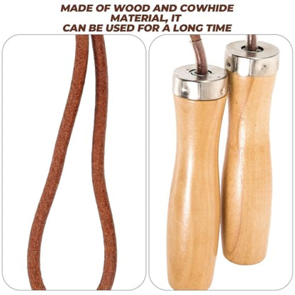 Toddmomy Leather Jump Rope, Professional Weighted Skipping Rope With Wooden Handle For Beginner Kids Men And Women For Fitness, Sport, Cardio, Boxing, Speed