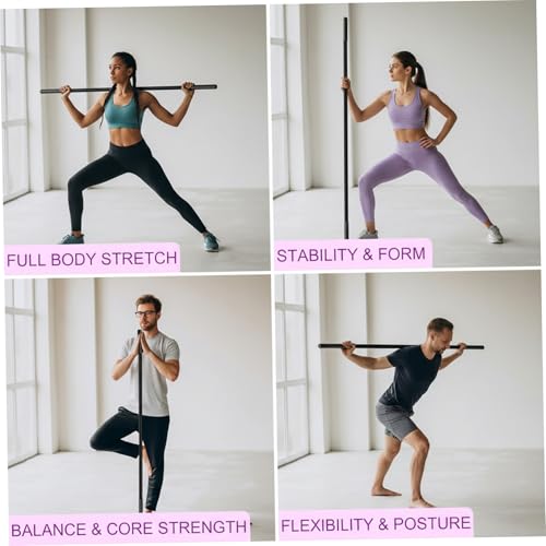 Yoga Stick Sturdy Steel Stretching Stick with Non-Slip Ends & Foam Handles for Mobility Flexibility & Balance | Exercise Pole for Fitness Posture Correction Yoga Exercise Str