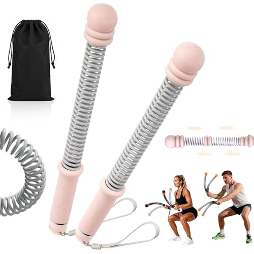 Weighted Cordless Battle Ropes - Adjustable Resistance and Portable Ropeless Battle Ropes with Non Slip Handle - Low-Noise Exercise Rope for Instant Effective Workouts Anytime (Pink)