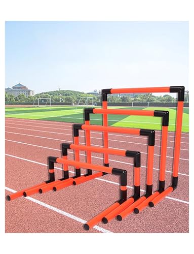 Height Adjustable Hurdles, Portable Adjustable Football Hurdles for Agility Training, Set of 5 Detachable Practice Hurdles for Track and Field, Orange - color: Orange