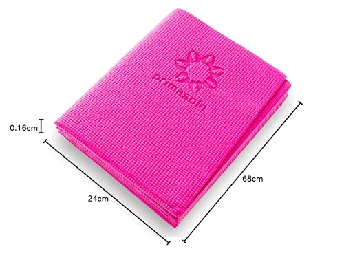 Primasole Folding Yoga Travel Pilates Mat Foldable Easy to Carry to Class Beach Park Tear resistant Travel Picnics 4mm Thick 9 Colors