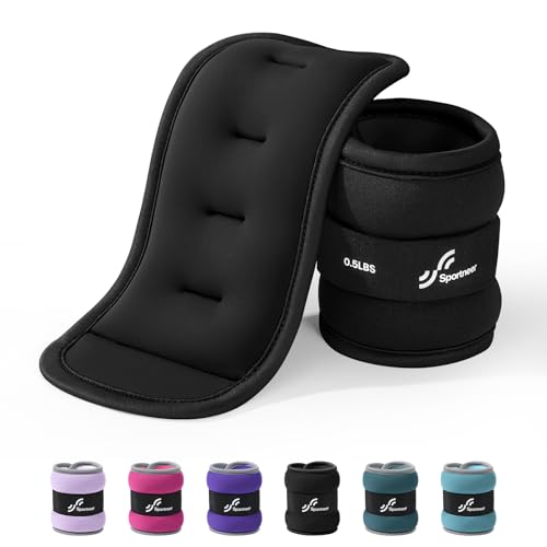 Sportneer Ankle Wrist Weights for Women Men Pair of 1/2/4/6/10 LBS Options - color: Black, size: 0.5 lbs x 2