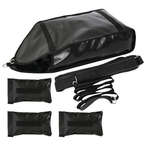 Weight Sled for Running Speed Training with Adjustable Belt and Sandbags, PVC Leather Drag Bag, Size 22.44 X 11.81 in / 57 X 30 Cm