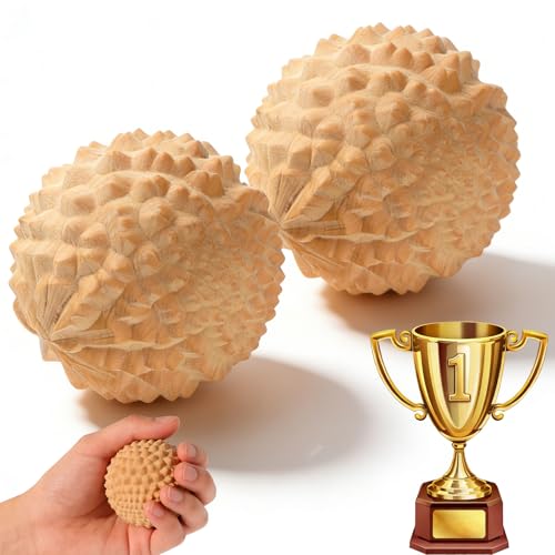 2Pcs Spiky Massage Ball for Labor,Professional Wooden Labor Massage Balls Set for Labor Pain,Pregnancy Essentials for Women (Hand,Foot,Back)