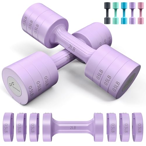 Sportneer Adjustable Dumbbells Hand Weights Set: 5 lb Dumbbell Set of 2 Each 2lb 3lb 4lb 5lb Free Weights Fast Adjust Weight 4 In 1 Weights Dumbbells Set for Women Men Home Gym Exercise Training