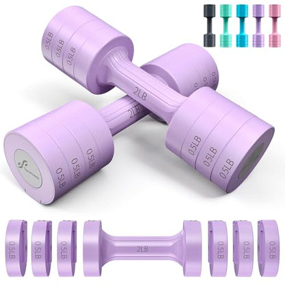 Sportneer Adjustable Dumbbells Hand Weights Set: 5 lb Dumbbell Set of 2 Each 2lb 3lb 4lb 5lb Free Weights Fast Adjust Weight 4 In 1 Weights Dumbbells Set for Women Men Home Gym Exercise Training