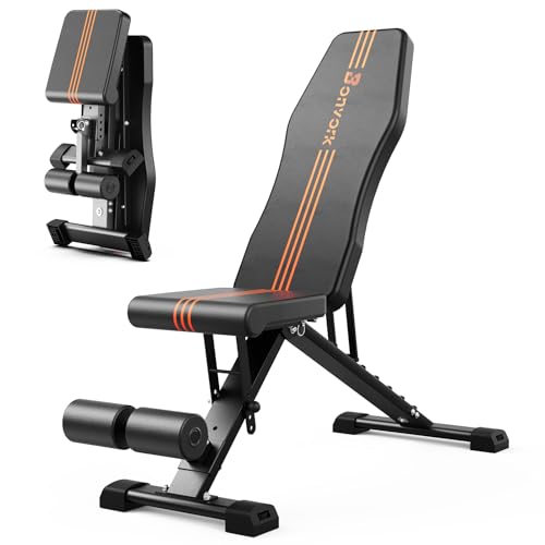 800 LBS Adjustable Weight Bench, Foldable Workout Bench Press with 20.5'' Extended Base for Home Gym, Folding Decline Incline Sit up Strength Training Benches for Full Body Exercise - 2026 Version