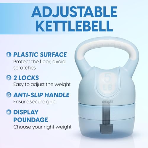 Yes4All Kettlebell Sets - Adjustable Kettlebell Set for Strength Training - Kettlebells Adjustable Weight for Versatile Workouts - color: D. Teal, style: A. Single