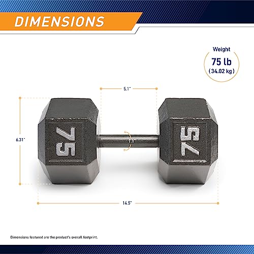 Marcy Cast Iron Hex Dumbbells Collection - Available size from 3-lb to 100-lb, SOLD INDIVIDUALLY - style: 75lbs
