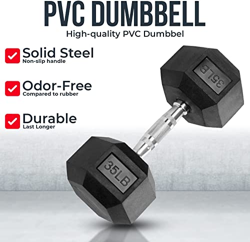 Iron Crush Hex Dumbbells - Heavy Duty PVC Coated Weights, Chrome-Plated Knurled Handles - Workout, Exercise, Lifting, Body Building Home Gym Training Gear - 3 Lb to 50Lb Options - Sold in Pairs - color: 10LB, PAIR