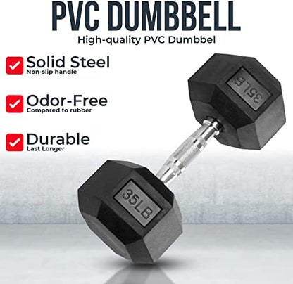 Iron Crush Hex Dumbbells - Heavy Duty PVC Coated Weights, Chrome-Plated Knurled Handles - Workout, Exercise, Lifting, Body Building Home Gym Training Gear - 3 Lb to 50Lb Options - Sold in Pairs - color: 10LB, PAIR