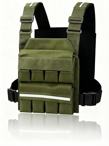 SMONT Weight Vest for Women Men - Adjustable Rucking Vest Strength Training, Running, Walking - Secure Fit for Gym Outdoor Workouts Strengthen Endurance Training（Excluding Lead Blocks） - color: Army Green