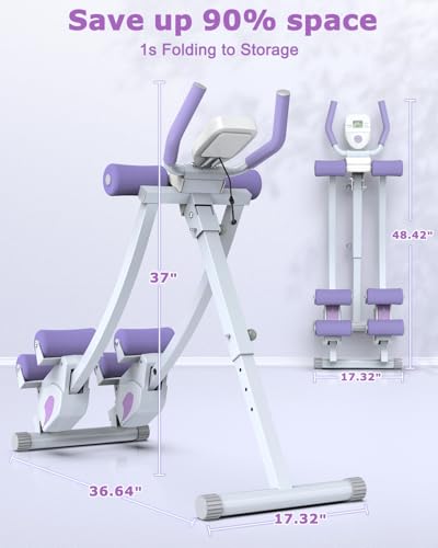 Ab Machine, Ab Workout Equipment, Adjustable Ab Trainer Machine for Abs Workout at Home Gym, Foldable, Knee Protection, Abdominal Trainer for Stomach Workout