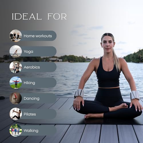 FFLLOOWW Adjustable Ankle & Wrist Weights Set, 2 lbs Each (4 lbs Total), Soft Comfortable Weights for Walking, Pilates, Barre & Home Workouts with Secure Fit for Women & Men