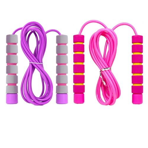 Adjustable Soft Skipping Rope with Skin-Friendly Foam Handles for Kids, Children, Students and Adults, Fitness Jump Rope For Outdoor, Party Favor, Exercise Activity - color: Pink+Purple