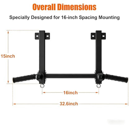 Joist Mounted Pull Up Bar, 650lbs Heavy Duty Strength Training Pullup Bars, Multi-Grip Chin Up Bar for Home Gym, Garage & Basement Ceiling Beam Installation