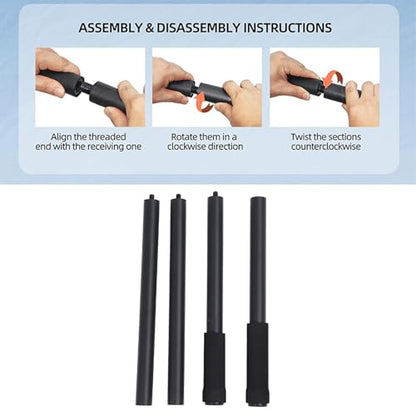 Enhance Flexibility Mobility with This 4-Rod Steel Yoga Stick, Steel Stretching Stick for Balance Training, Versatile Exercise with Detachable Design, 30, 45, 60 inches