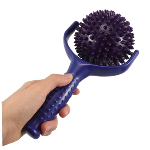 Yardwe Handheld Yoga Massage Stick with Spiky Ball, Large Muscle Roller for Shoulder and Calves, Portable Stretching Stick for Gym and Pilates Posture Correction, Blue and Purple