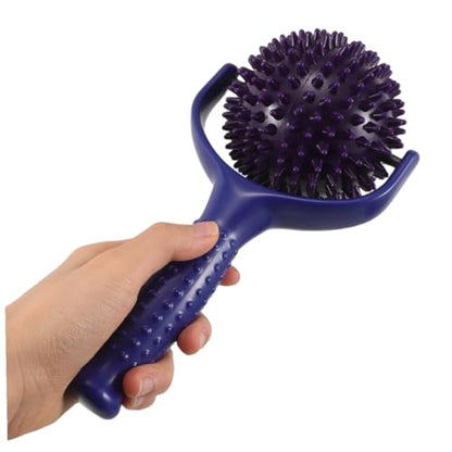 Yardwe Handheld Yoga Massage Stick with Spiky Ball, Large Muscle Roller for Shoulder and Calves, Portable Stretching Stick for Gym and Pilates Posture Correction, Blue and Purple