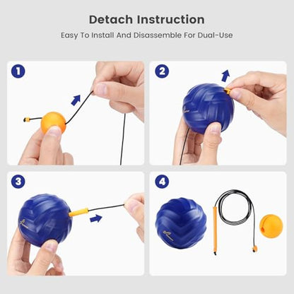 Sportneer Massage Lacrosse Ball with String, Deep Tissue Massager for Back Myofascial Release, Shoulder Trigger Point Therapy & Foot Plantar Fasciitis, Free Relax for Whole Body (Blue)
