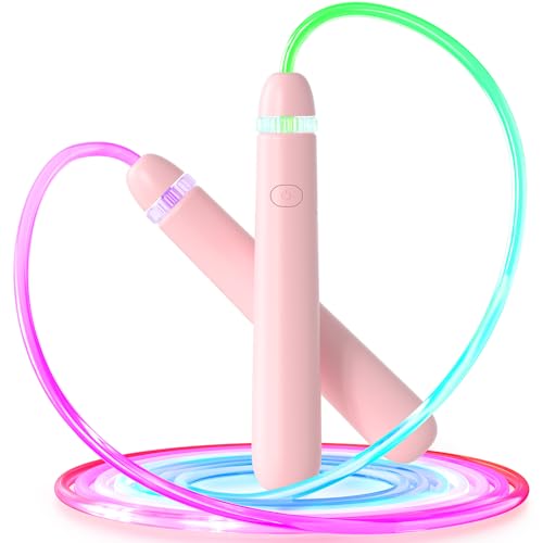 LED Light Up Jump Rope for Kids – Glow, Rechargeable, Exercise - color: Pink