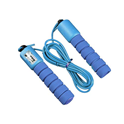 Jump rope 2.9m adjustable speed counting skipping rope fitness equipment with electronic counter - color: Blue