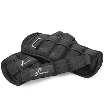 Sportneer Adjustable Ankle Weights Set - 1 Pair (2-10 lbs) Removable Sandbags for Women & Men, Comfortable Neoprene Leg Weights for Walking, Running, Pilates, Yoga, Home Workout & Physical Therapy