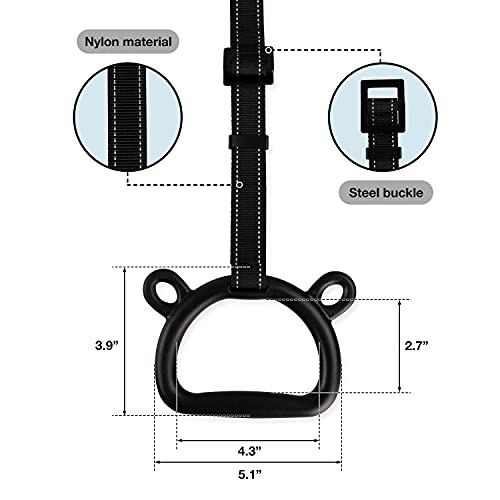 Kids Gymnastic Rings Pull up Rings for Chlidren Exercise,Indoor Gym Ring,Kids Gymnastics Rings with Adjustable Straps,Load Bearing 220lb(NO Bar) - color: Blue-1