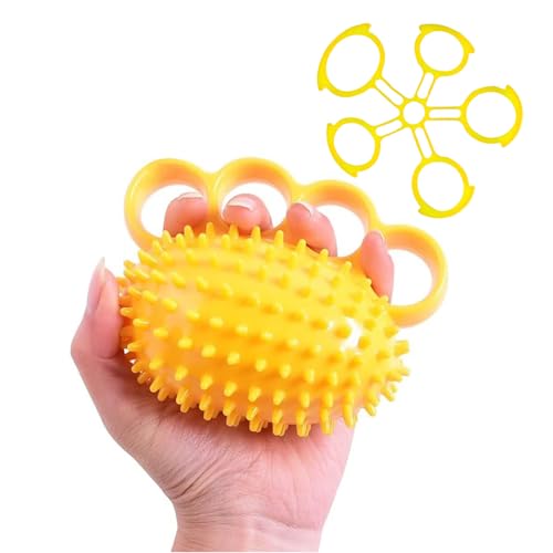 Hand Exerciser Ball and Finger Stretcher, Hand Grip Strengthener Trainer, Squeeze Balls, Wrist Pain Relief (Yellow) - color: Yellow