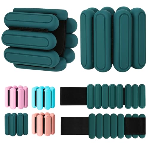 Adjustable Wrist & Ankle Weights Set of 2(1Lbs Each), Premium Silicone Wearable Weight Bracelets, Fits for Yoga, Pilates, Home Gym Workout, Dance, Pool Exercises, Jogging, Cardio, Strength Training - color: Green