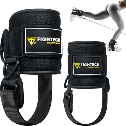 FIGHTECH Ankle Straps Cable Machine Attachment for Gym - Cable Kickback Ankle Straps - Padded Ankle Cuffs for Glute Kickbacks and Leg Workouts - color: Pro Black