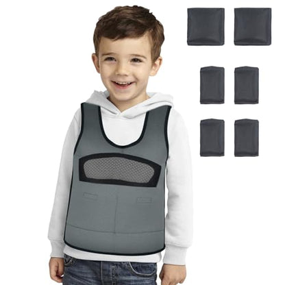 Weighted Vest for Kids Including 6 Removable Weights, (Small, Ages 2 to 5) - color: Grey, size: Small