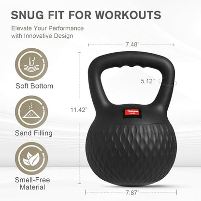 YIGUO Soft Kettlebell, Kettlebells Cushioned Impact-Resistant Base and Anti-Slip Grip, Strength Training Kettle Bell for Women and Men, Home Workout