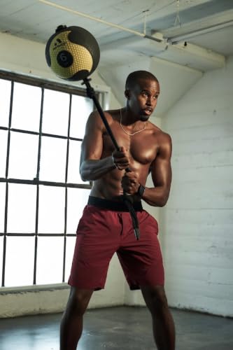 Aeromat Elite Power Rope Medicine Ball for Core Strength/Rotational Movements Training - style: 6 lbs - Black/Yellow