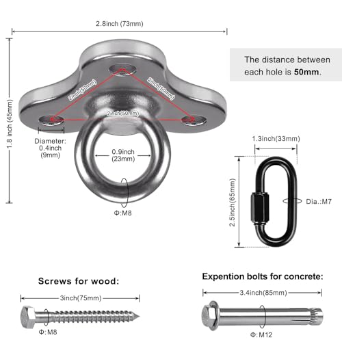 Dolibest Ceiling Anchor Mount for Yoga Swing Suspension, Resistance Band Wall Anchor, Body Weight Strength Training Systems, 2000LB Capacity, Stainless Steel,1PCS