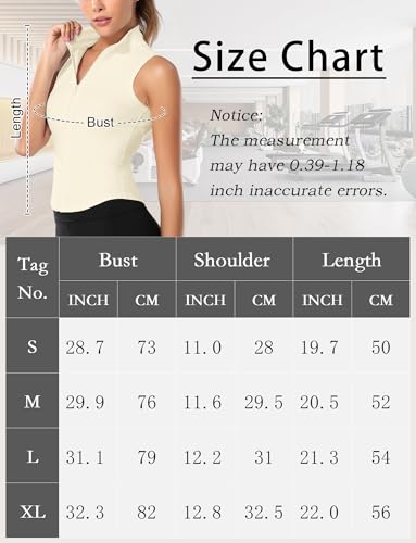 FEOYA Women Sleeveless Athletic Tank Top Shirts Full Zip Up Tshirt for Yoga Running Fitness Exercise - color: Upgrated Beige, size: Medium
