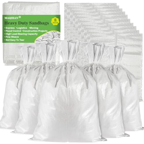 MAQIHAN Empty Sand Bags - 7PCS Woven Polypropylene Heavy Duty Tear Resistant Sandbags for Hurricane Sand Bags for Flooding Construction Project Storing Dry Materials